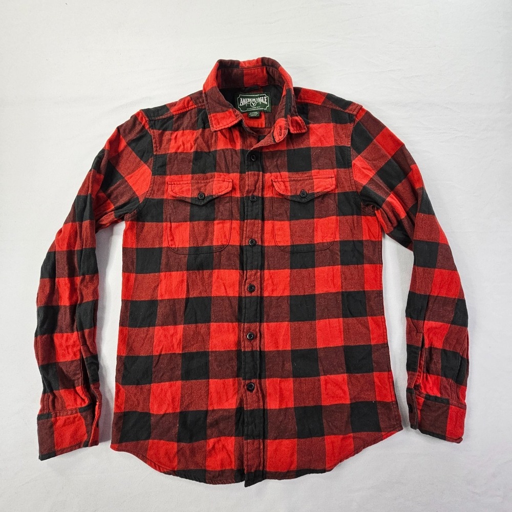 American Eagle Red Check Long Sleeve Button-Up Flannel Shirt Women's XS